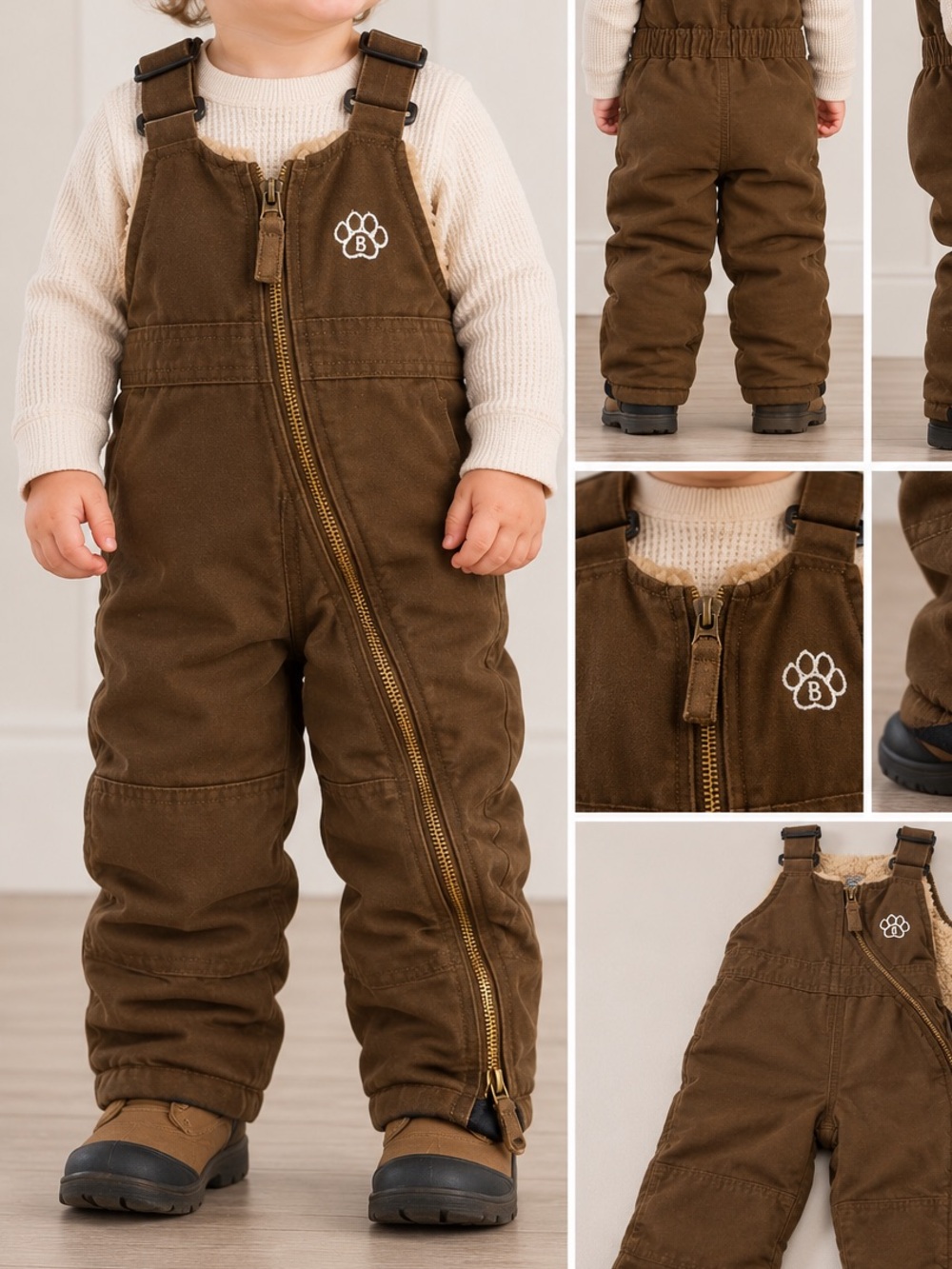 Berne Baby 12M Insulated Bib Overalls Brown Duck Canvas Sherpa Lined Winter